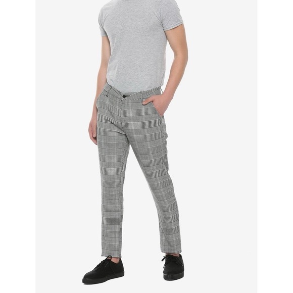 Hot Topic Men's Size 30x29 Gray Plaid Chino Pants Grunge Emo Punk Rock - Picture 1 of 11